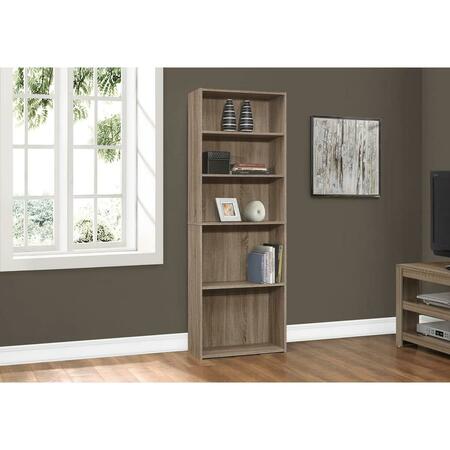 DAPHNES DINNETTE 72 in. Bookcase with 5 Shelves - Dark Taupe DA3071191